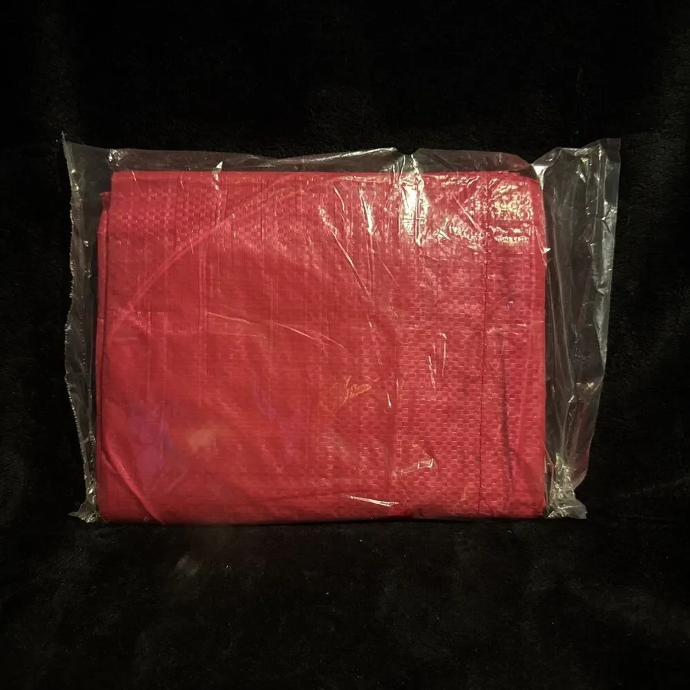 Vintage 2005 Bulldog Tarps Camping Picnic Tablecloth & Trash Bag Picnic Pink Red